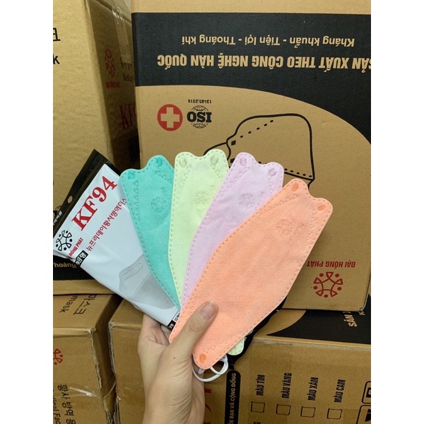 Combo 50c khẩu trang cá KF94 4D kháng khuẩn 4 lớp công nghệ Hàn Quốc chống khói bụi, vi khuẩn, dịch bệnh xanh xám trắng