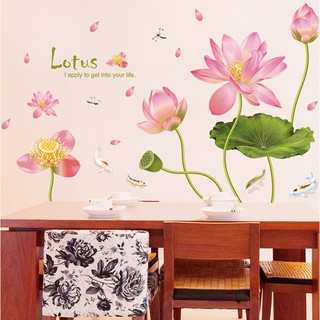 Decal Dán Tường Hoa Sen Uốn