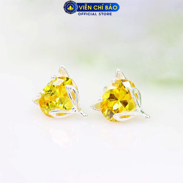 Bông tai bạc nữ Hồ Ly Thiên Hồ đính đá bạc S925 thời trang phụ kiện trang sức Viễn Chí Bảo B400182