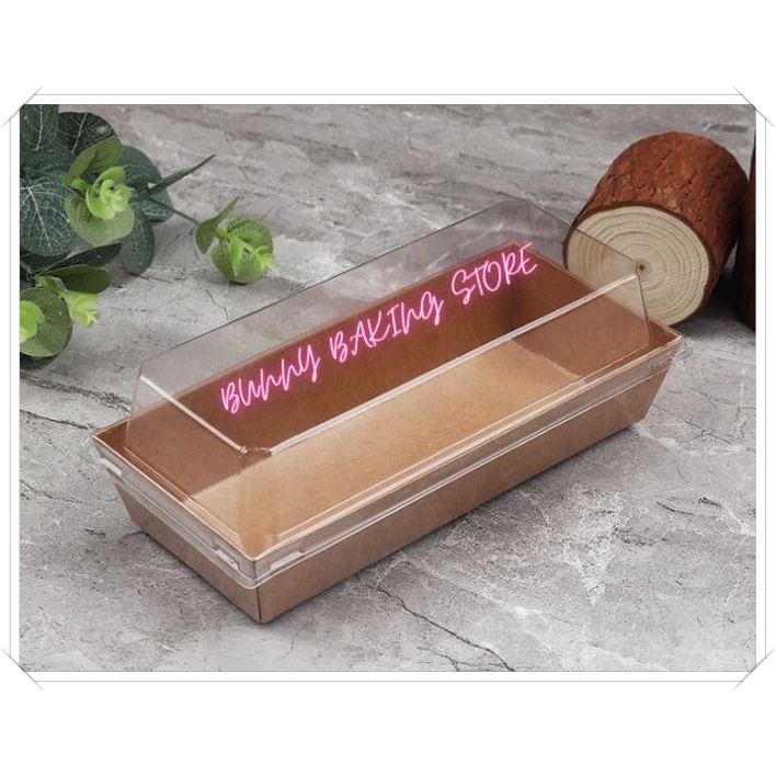 Hộp giấy kraft chữ nhật đựng bánh ngọt hoặc thức ăn màu trắng, vàng da bò