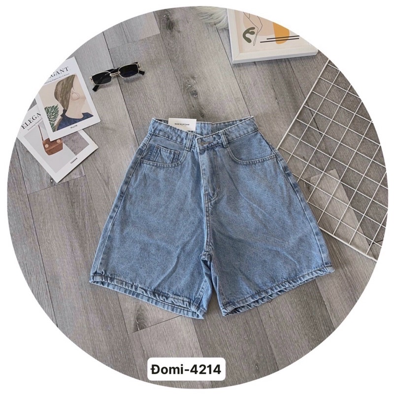 Quần Short Ngố Nữ Jean Lưng Cao Trơn Nhiều Màu