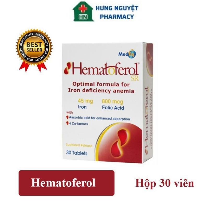 Hematoferol Viên Uống Bổ Sung Sắt, Acid Folic Hỗ Trợ Giảm Nguy Cơ Thiếu Máu Dùng Cho Mẹ Và Bé Hộp 30 Viên