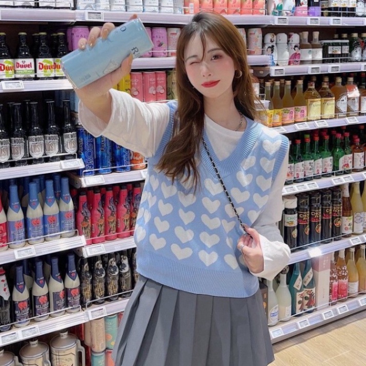 Gile Len Ulzzang Nữ Hàn Quốc, Áo Gile Len Dáng Vừa Họa Tiết Hình Trái Tim Cổ Chữ V HotTrend 2021 Cao Cấp | BigBuy360 - bigbuy360.vn
