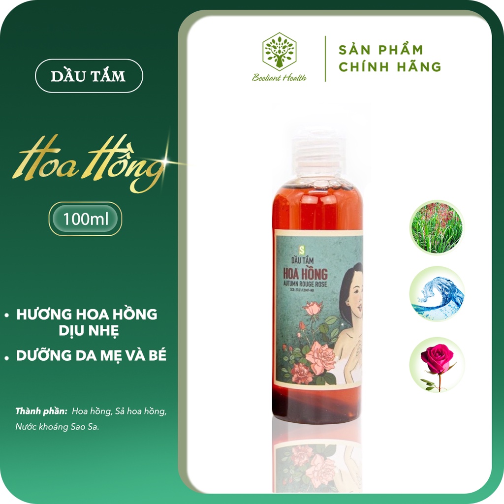 Dầu Tắm Hoa Hồng dưỡng da tự nhiên Sinh Dược 100% Thiên Nhiên ( chai 100ml)