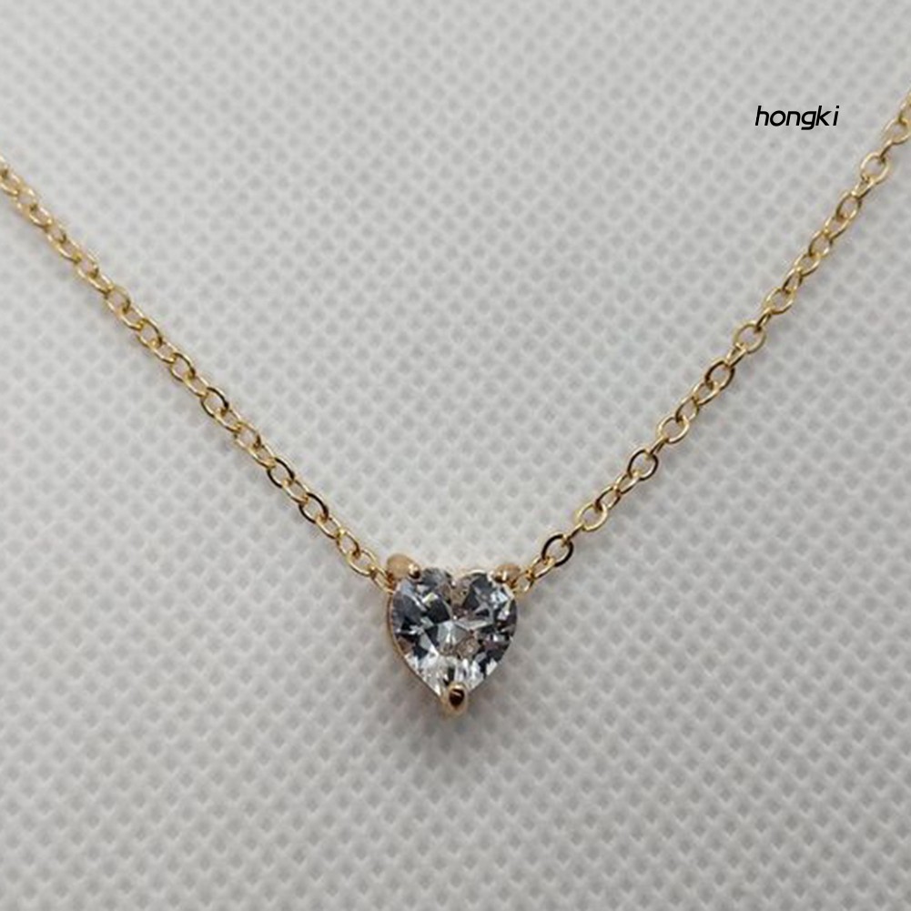 vòng cổ Hợp Kim Mặt Hình Trái Tim Đính Đá Zircon Thời Trang Cho Nữ