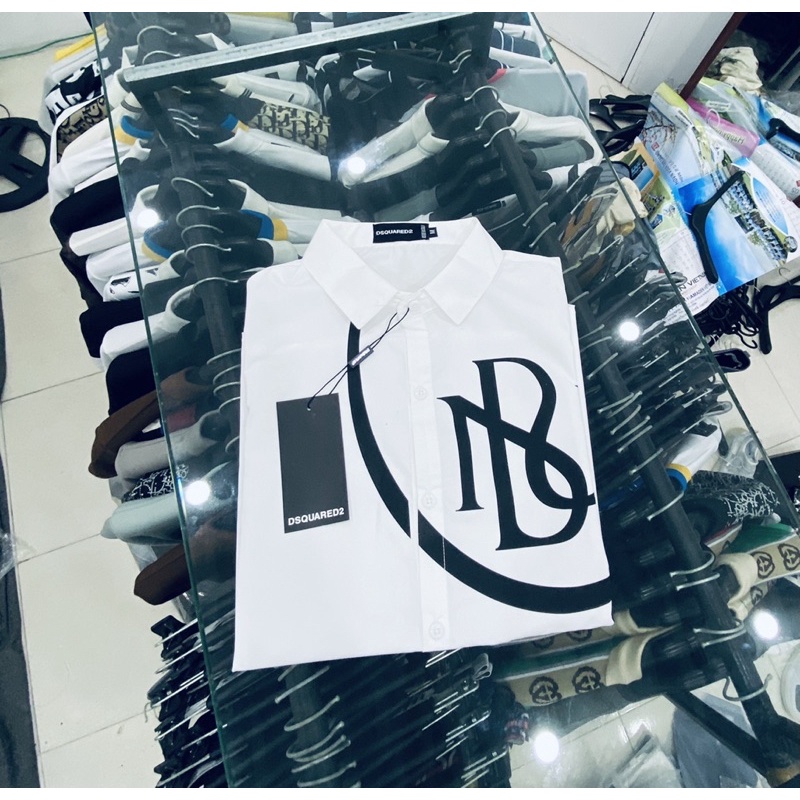Áo sơ mi cộc tay thời trang nam hot 2021, Áo trắng học sinh họa tiết DSQ2 cotton btshop từ 45 đến 75 kg