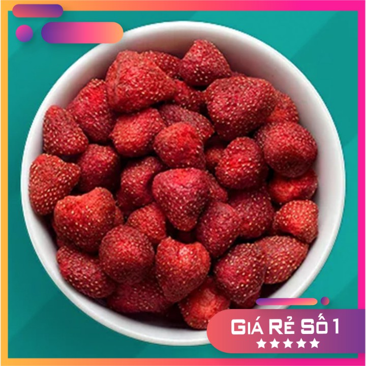 Dâu Tây Sấy Giòn DJ&A túi 50g - Giảm Cân, Ăn Vặt, KETO - Crispy Whole Strawberries