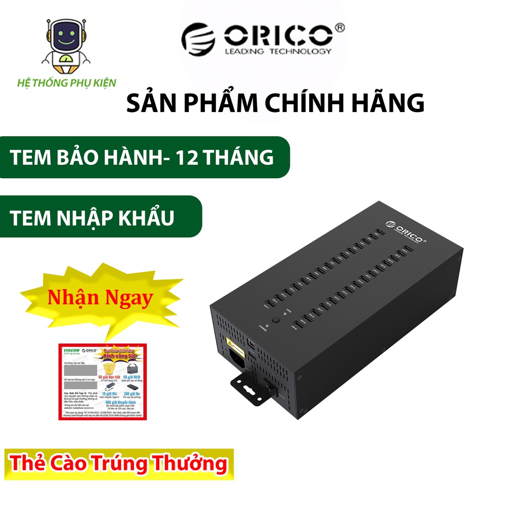 Bộ Chia Usb HUB 30 Cổng USB 2.0 ORICO- IH30P-EU-BK- Hàng Chính Hãng