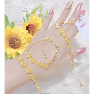 Lắc tay nữ kiểu bông mai dát vàng 18 mẫu mới cực xinh