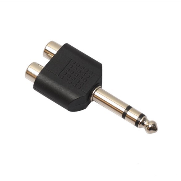 Jack chuyển 6.35mm (1/4&quot;) ra 2 đầu hoa sen (RCA)