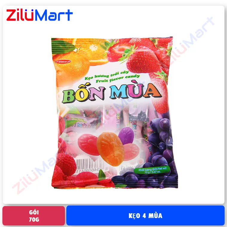 Gói kẹo bốn mùa bibica hương vị trái cây loại 70g