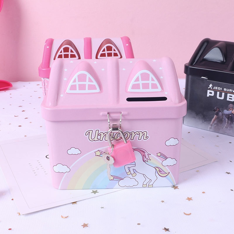 Hộp Đựng Tiền Tiết Kiệm Bằng Sắt Hình Kỳ Lân Hoạt Hình Dễ Thương Hộp Đựng Tiền Tiết Kiệm To Lớn Hộp Đựng Tiền Tiết Kiệm Có Khóa Ống Tiết Kiệm Dễ Thưo