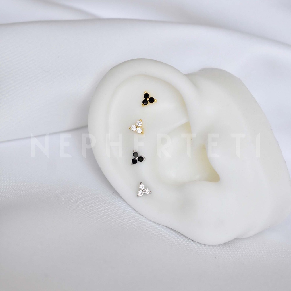 Khuyên tai bạc 925 mini - Hoa đá  - Nepherteti