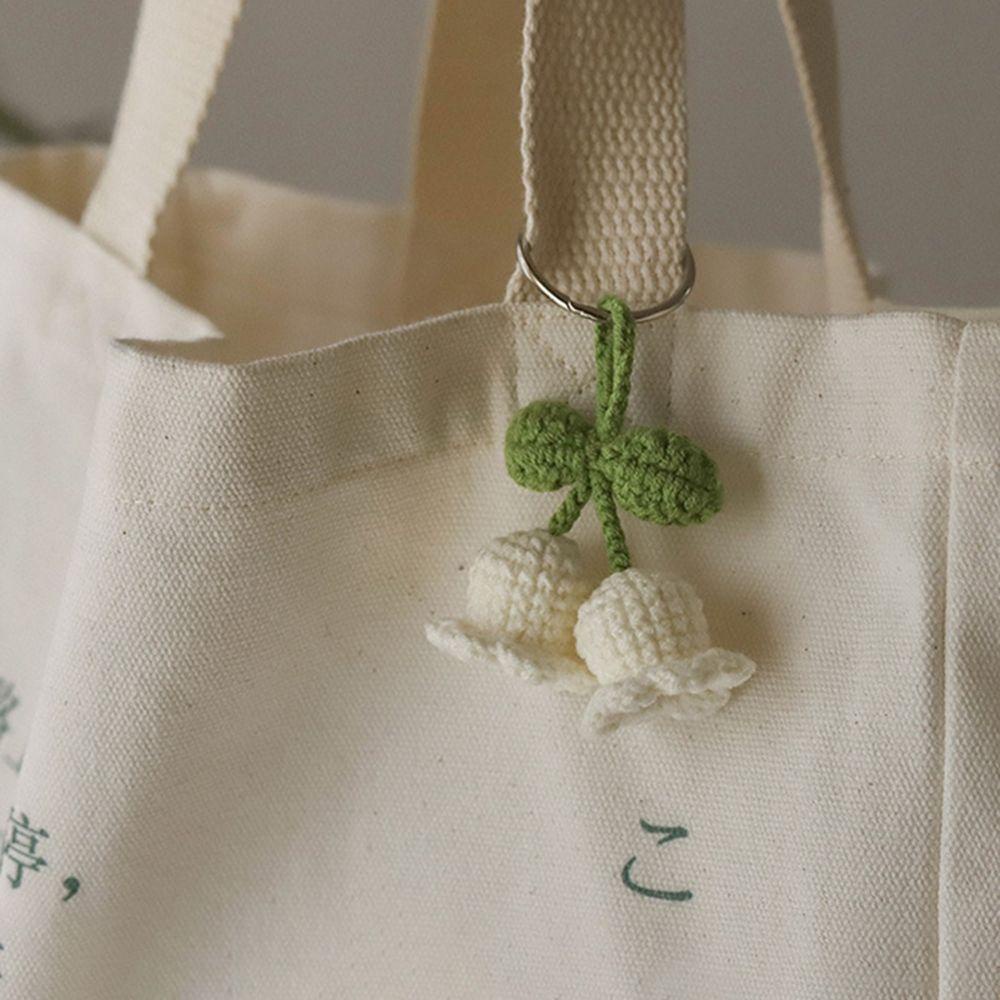 Cuộn Len Dệt Kim Thủ Công Hình Hoa Dùng Làm Móc Khóa / Móc Khóa DIY