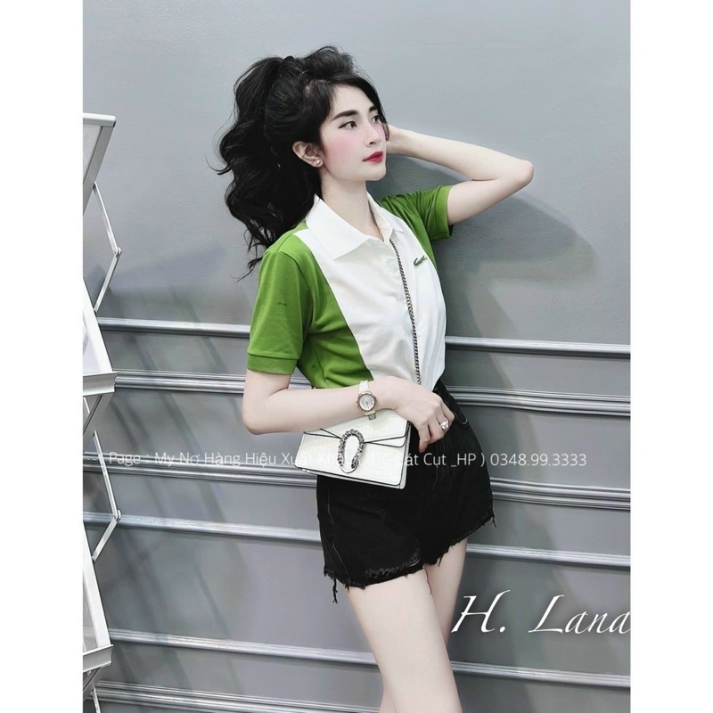ÁO POLO XANH CỐM PHA TRẮNG