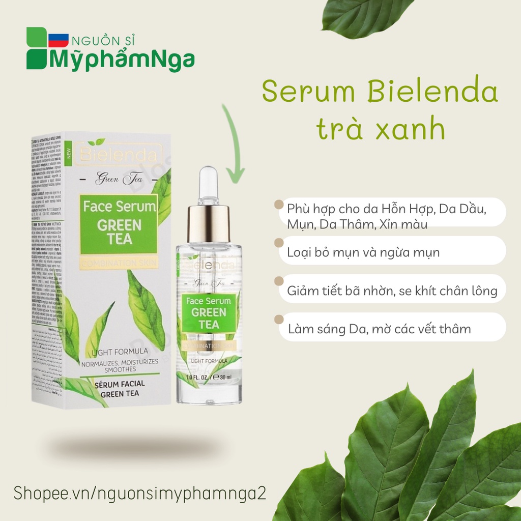 Serum Bielenda trà xanh giảm mụn, se khít chân lông, mờ thâm