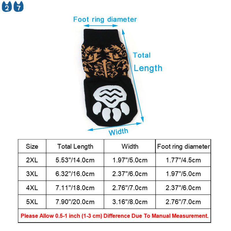 Bộ 4 Đôi Vớ Cotton Mềm Giữ Ấm Chống Trượt Cho Cún Cưng Cỡ Lớn 27 Cái