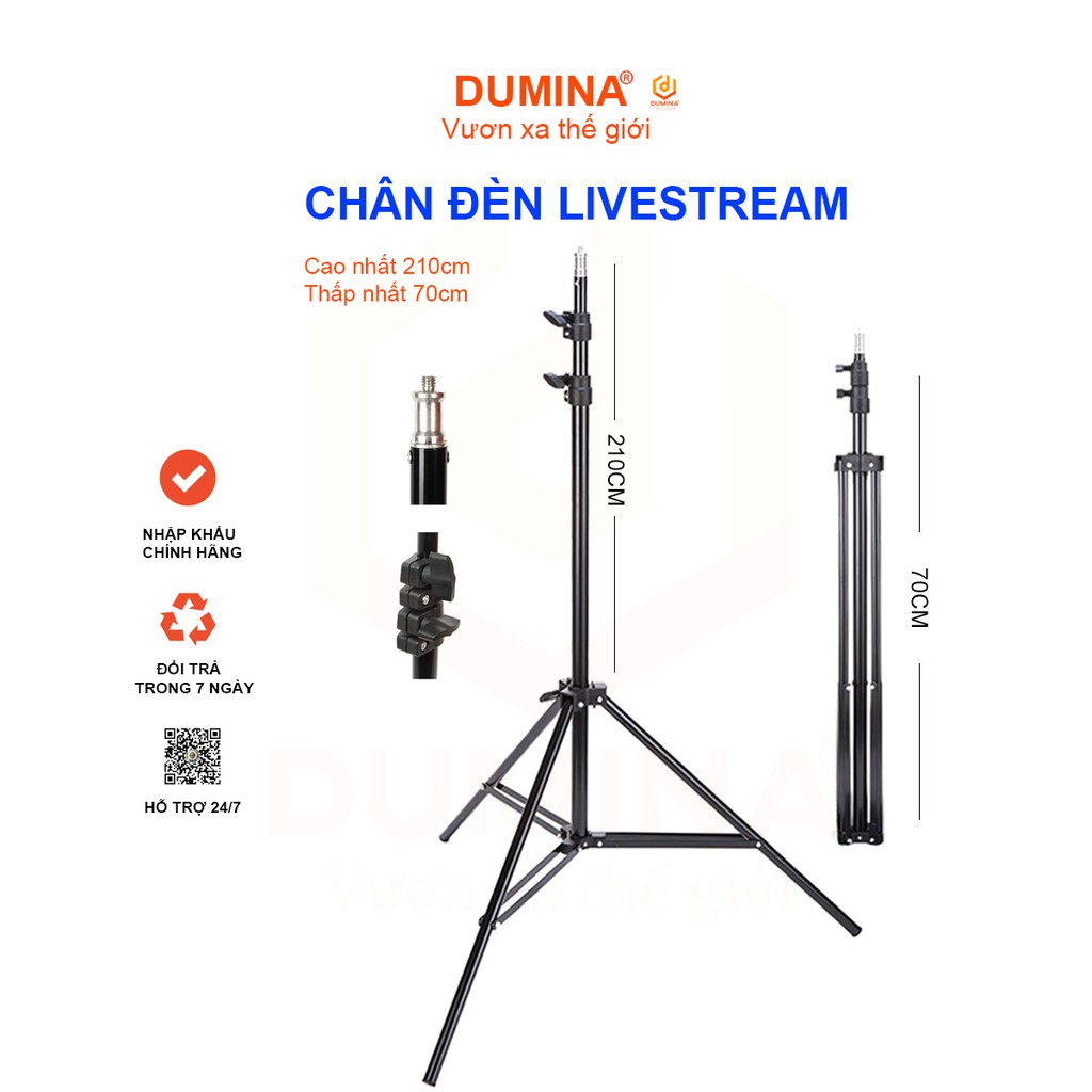 Chân đèn livestream chụp ảnh dài 2m thấp nhất 70cm