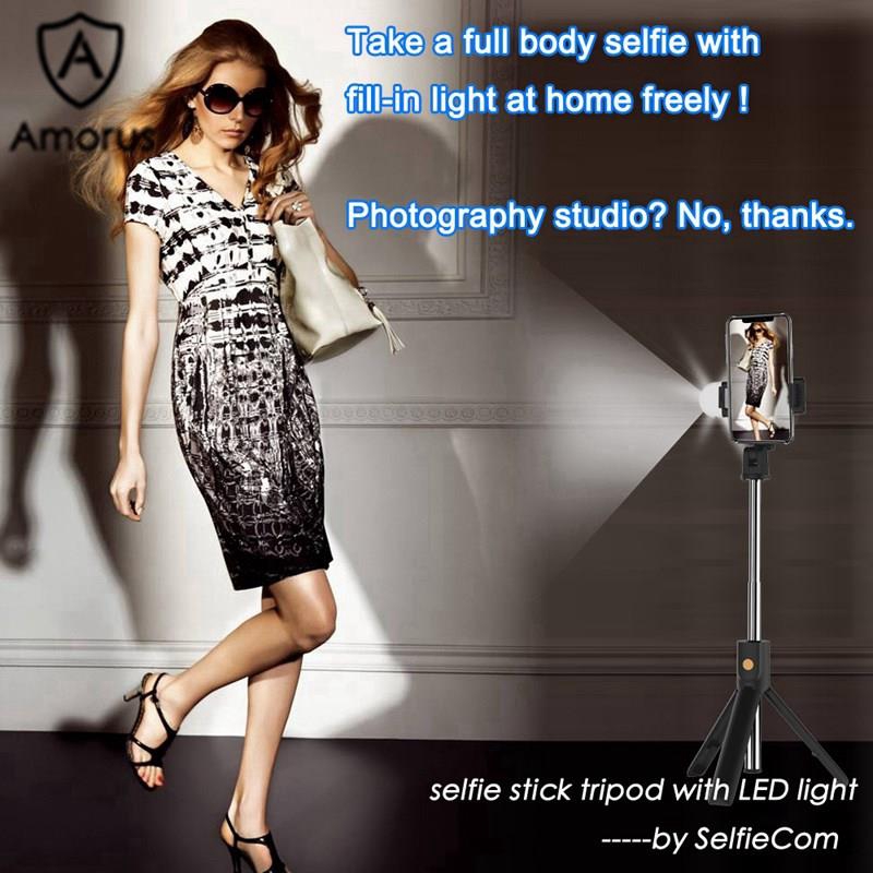 Gậy Ba Chân Amorus SELFIESHOW K10S Điều Khiển Từ Xa Cao Cấp Có Chức Năng Hẹn Giờ Và Đèn LED Thông Dụng Cho Điện Thoại | BigBuy360 - bigbuy360.vn