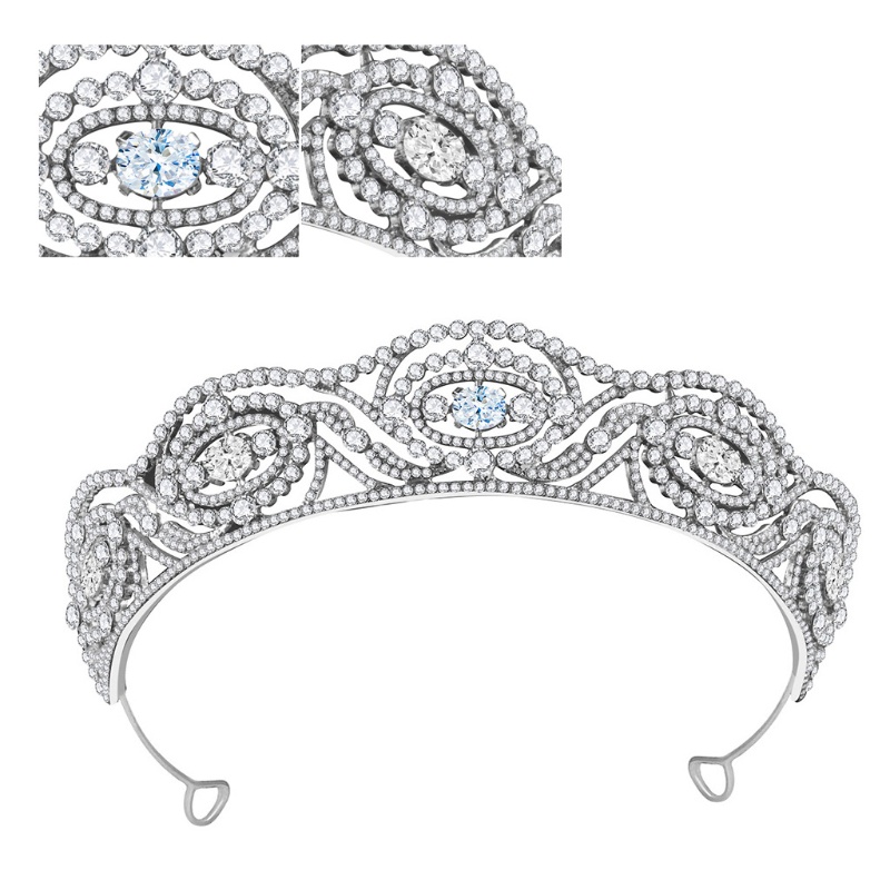 Băng Đô Cài Tóc Hình Vương Miện Bằng Kim Loại Đính Đá Pha Lê CZ Đẹp Mắt