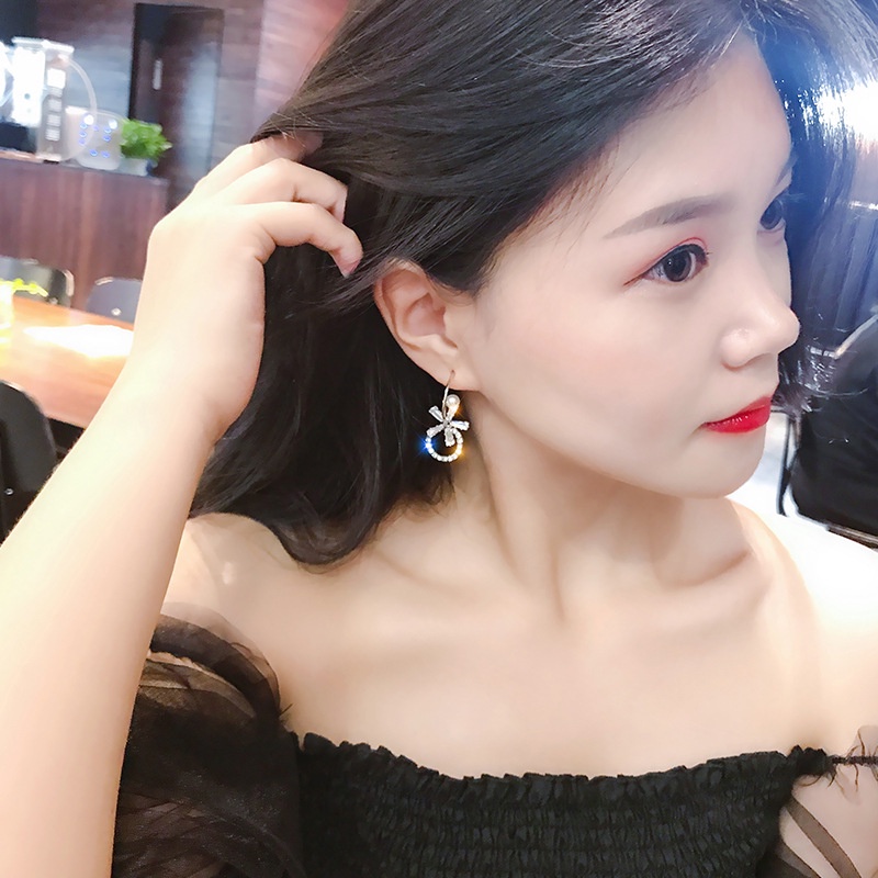 Bông Tai Đính Đá Kiểu Hình Học Phong Cách Nhật Hàn Thanh Lịch