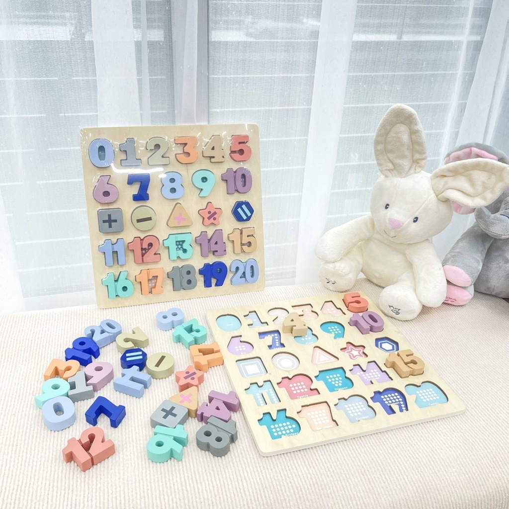 Đồ chơi bộ bảng số chữ cái bằng gỗ cao cấp Umoo