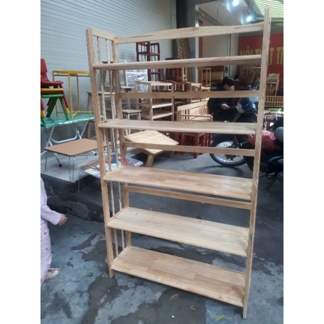 Kệ Sách Gỗ Cao Su 5 Tầng Đầy Đủ Kích Thước Chống Mối Mọt