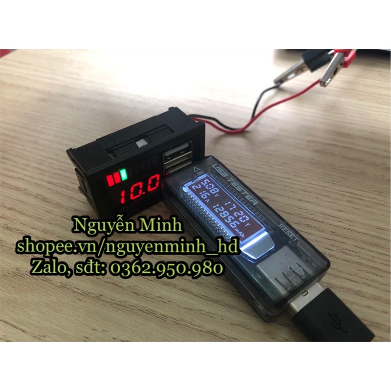 báo pin kèm cổng sạc USB 5v2a