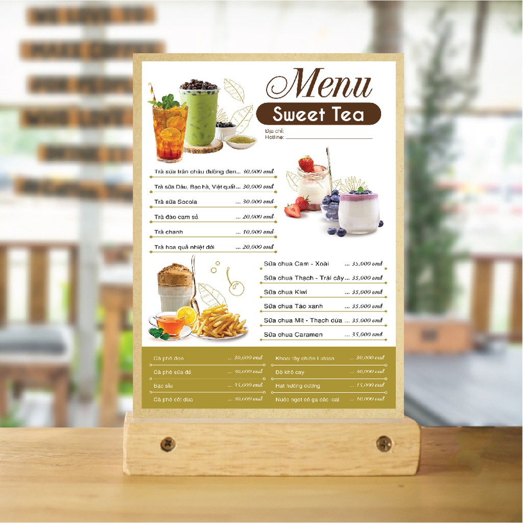 In Ấn - Thiết Kế Menu quán Trà Sữa - Trà Chanh(1 mặt A4)