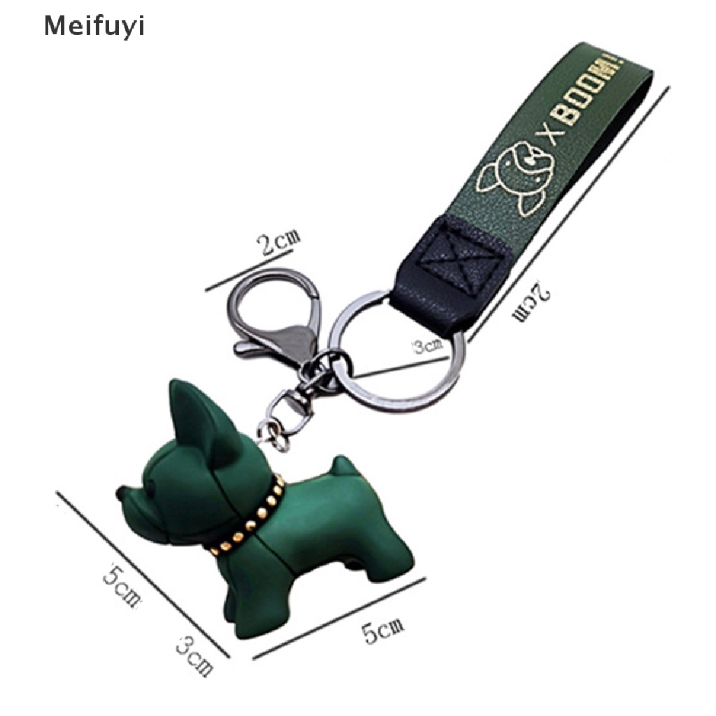 1 móc khóa da PU hình chó Bull Pháp phong cách Punk VN439