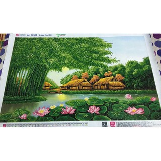 tranh đính đá làng Quê 77580 (chưa đính)