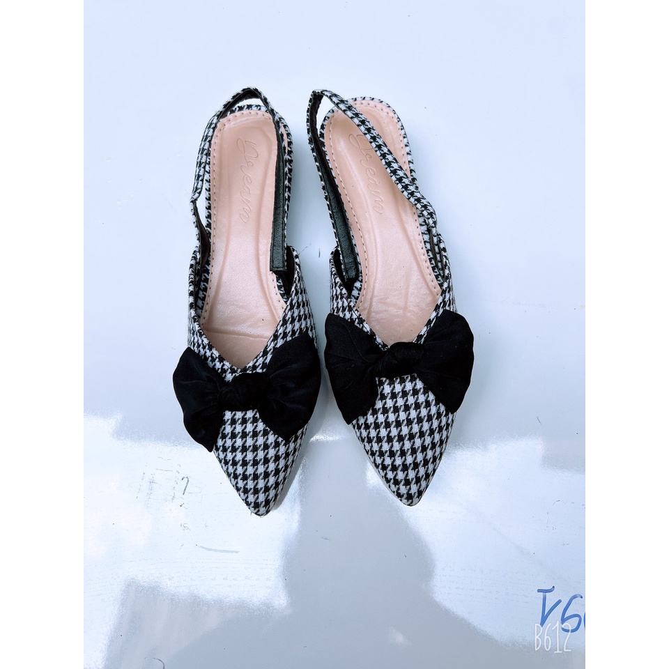 Giày sandal/ giày sục vải lụa cát nơ siêu xinh- mũi nhọn -LAMLAM3456