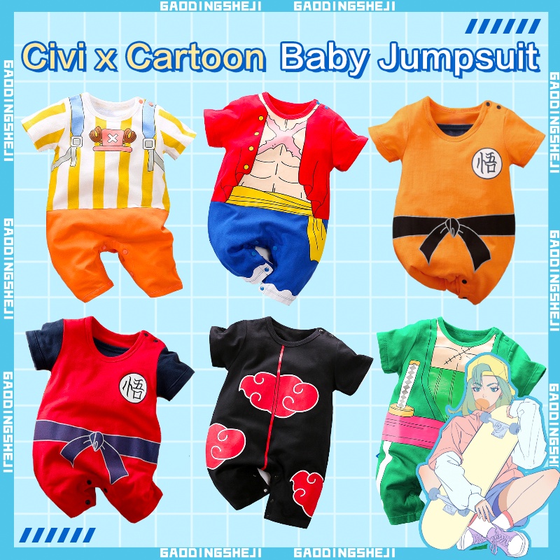 Bộ Áo Liền Quần Bằng Cotton Tay Cộc In Hoạt Hình Dành Cho Trẻ Em 0-3 Tuổi 0176