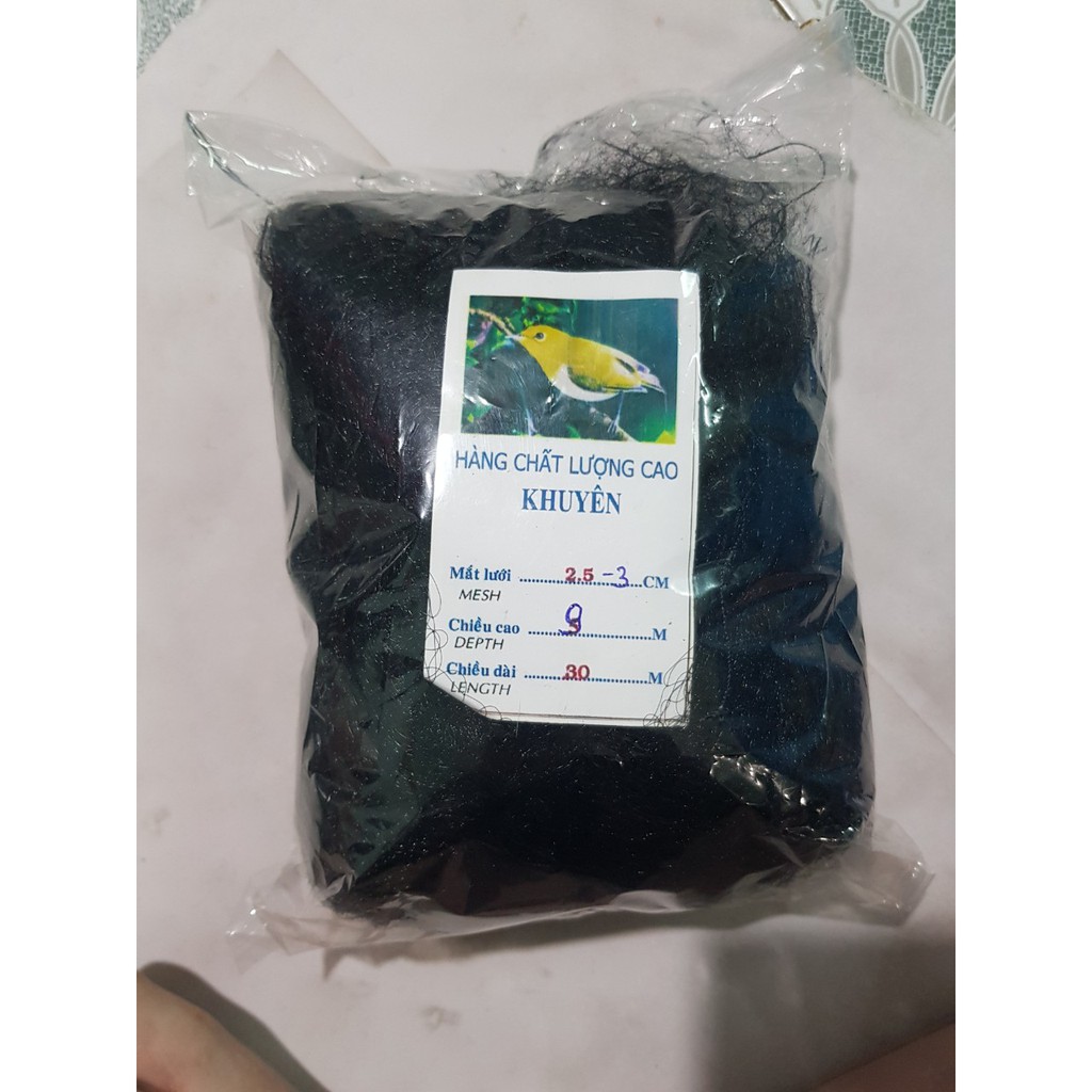 Lưới Bẫy Chim Khuyên,Ri,... Mắt 3cm cao 9m