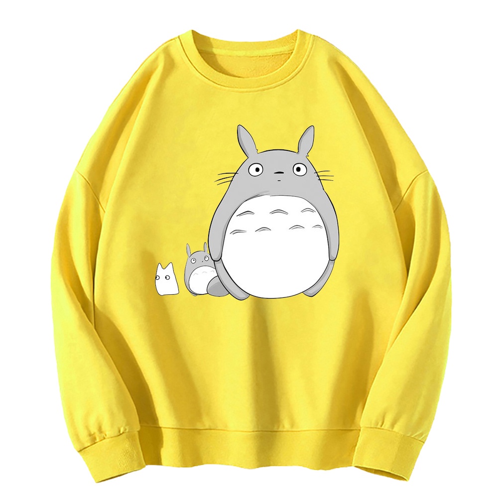 Áo Thun Tay Dài Cổ Tròn In Hoạt Hình Totoro Phong Cách Harajuku Dành Cho Nữ