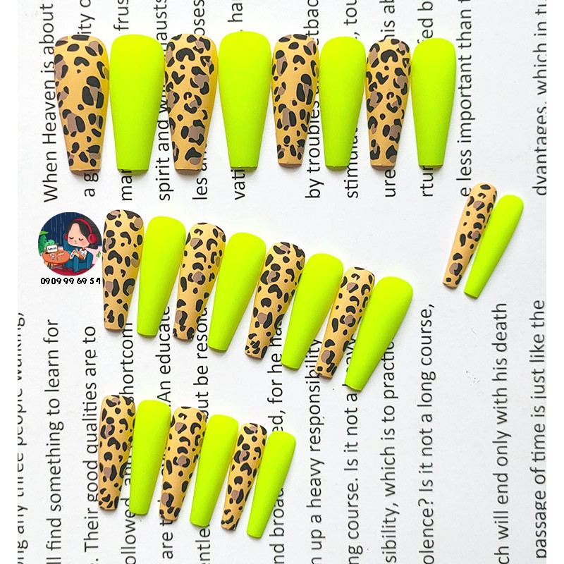 Móng Giả - Nail Siêu Dài [Đóng Hộp 24 Chiếc Đủ Size - Sẵn Keo Và Dụng Cụ] DaBáoVàng Mịn 1365