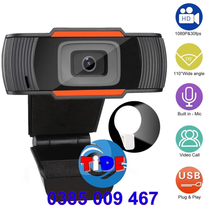 Webcam siêu nét HD 1080P – Đế kẹp – Có mic và đèn led hỗ trợ học trực tuyến – Bảo hành 12 tháng – Dùng cho máy vi tính | WebRaoVat - webraovat.net.vn