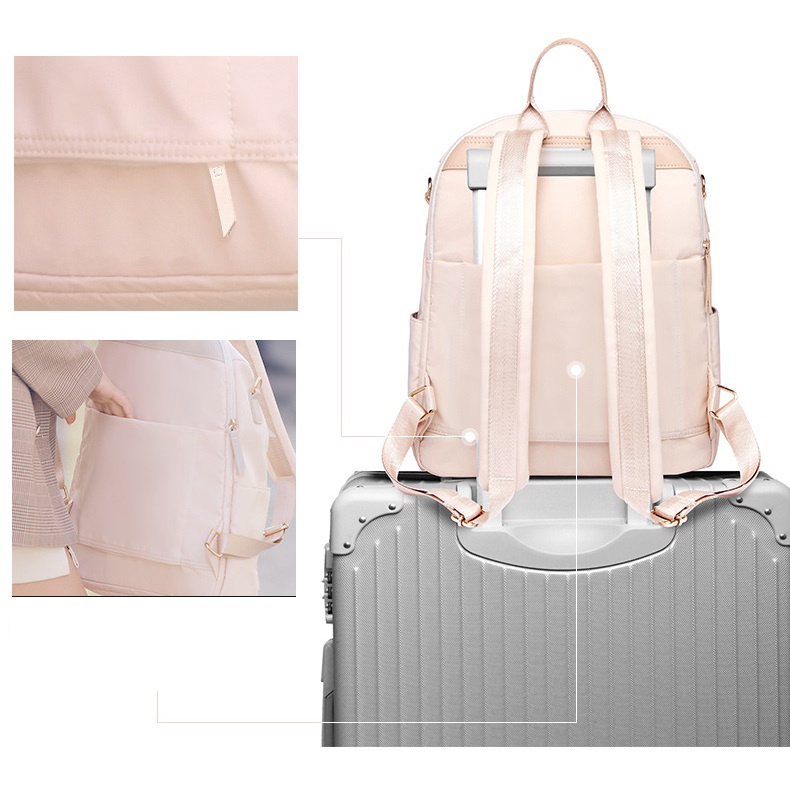Balo nữ, balo đi học, ba lô du lịch, đựng laptop thời trang vải chống nước chống trộm BL0086