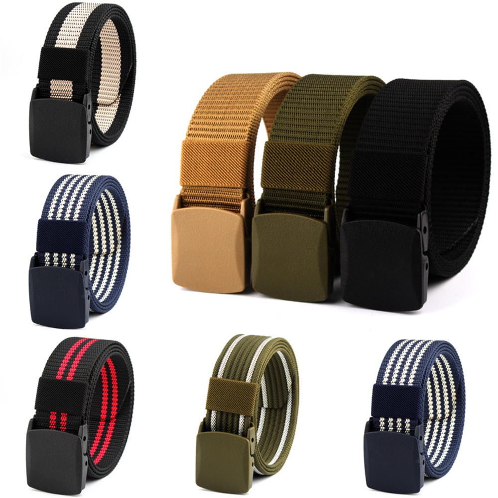 Thắt Lưng Vải Canvas Nylon Chống Ánh Kim Loại Đa Năng Phong Cách Quân Đội Cho Nam