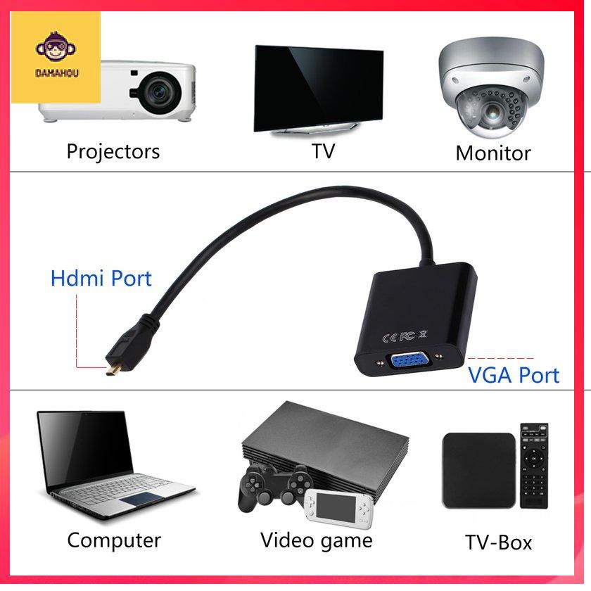 Bộ chuyển đổi cáp video 1080P Micro HDMI sang VGA Female cho máy tính xách tay PC