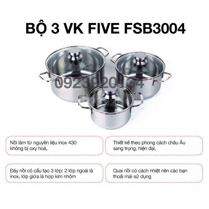 Bộ 3 nồi VK FIVESTAR FSB3004