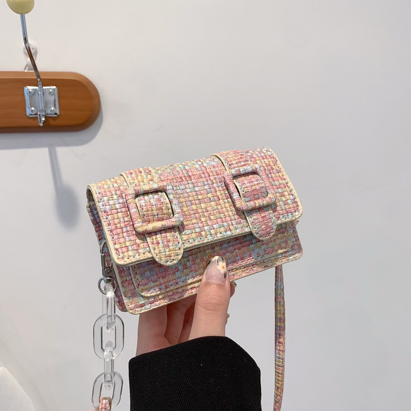 Túi Xách Mini Dáng Vuông Phối Dây Xích Thời Trang Mùa Xuân Trẻ Trung