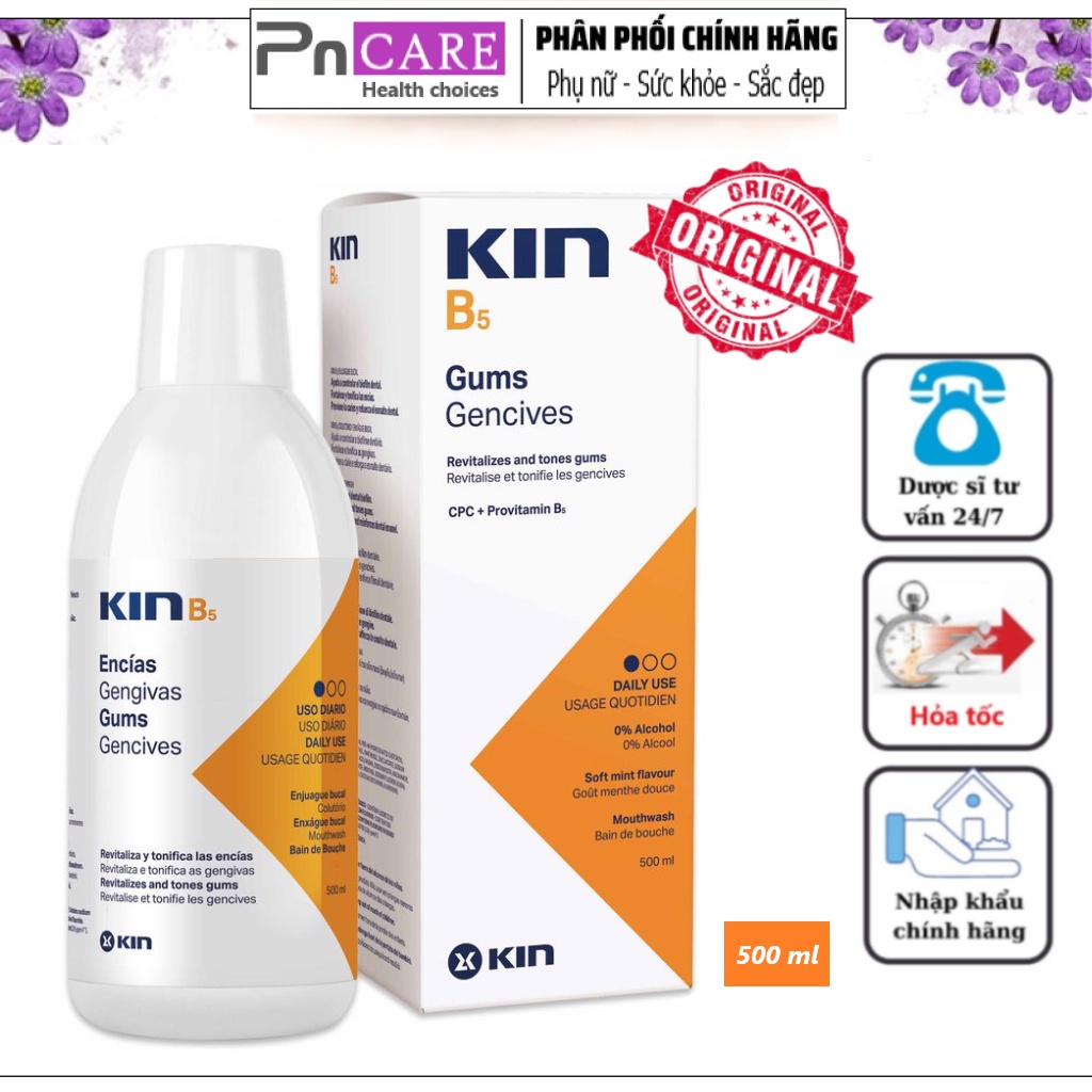 Nước Súc miệng KinB5 ® 500ml - PHỤC HỒI MÔ NƯỚU & MEN RĂNG