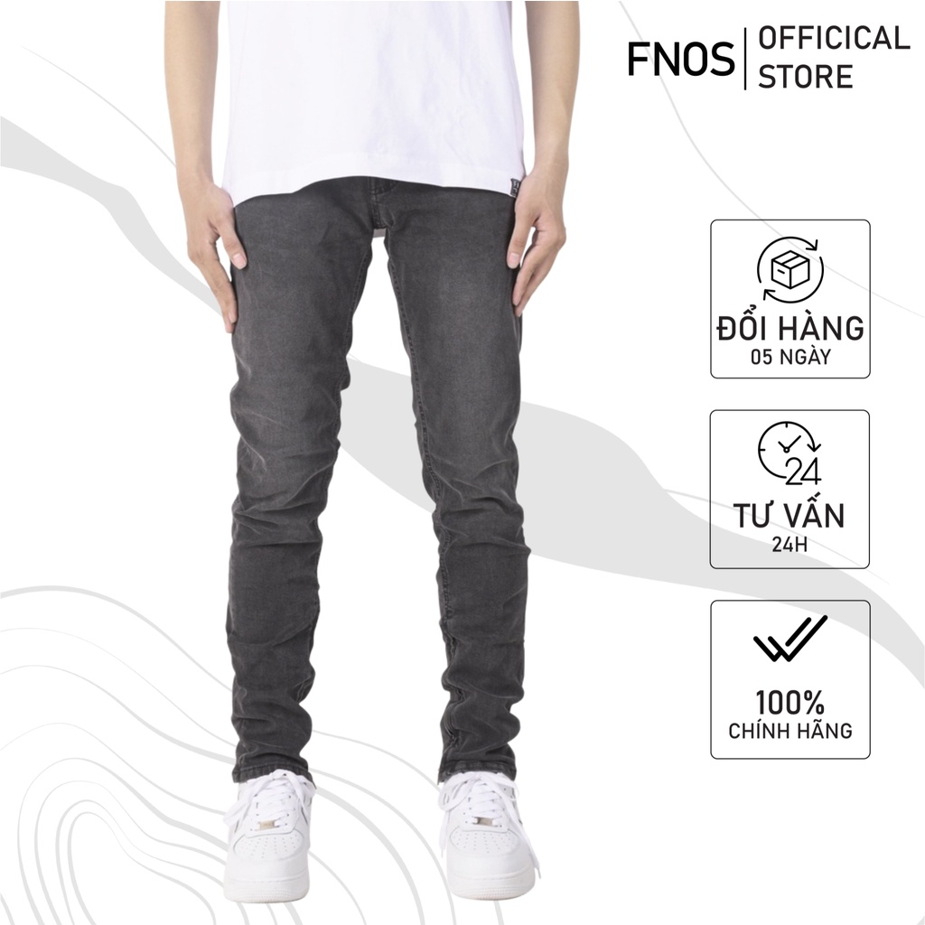 Quần jean nam streetwear cao cấp FNOS Z18 màu xám form slimfit có zip jean thun co giãn