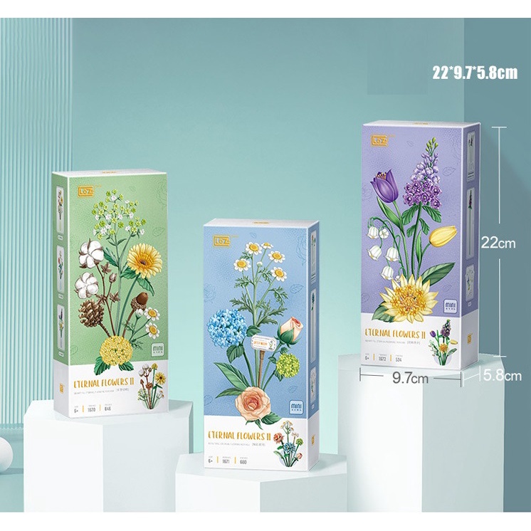 Bộ lắp ráp hoa, hãng Loz bộ xếp hình khối xây dựng bó hoa mã 1670, 1671 và 1672