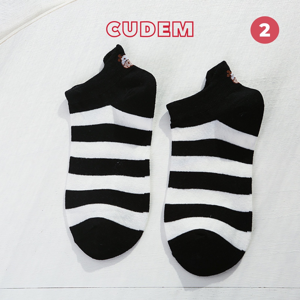 Combo 5 đôi tất vớ cổ ngắn cotton họa tiêt bò sữa có đệm gót N6