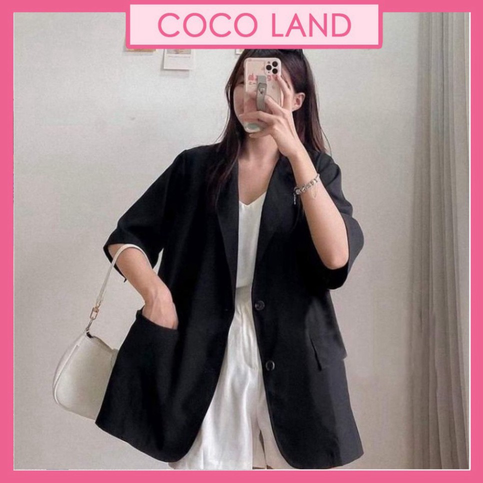 Áo blazer nữ cộc tay, áo vest nữ chất mát dáng rộng 3 màu xinh xắn -Áo Blazer - Vest Cộc Tay Dáng Rộng Chất Mát ảnh thật