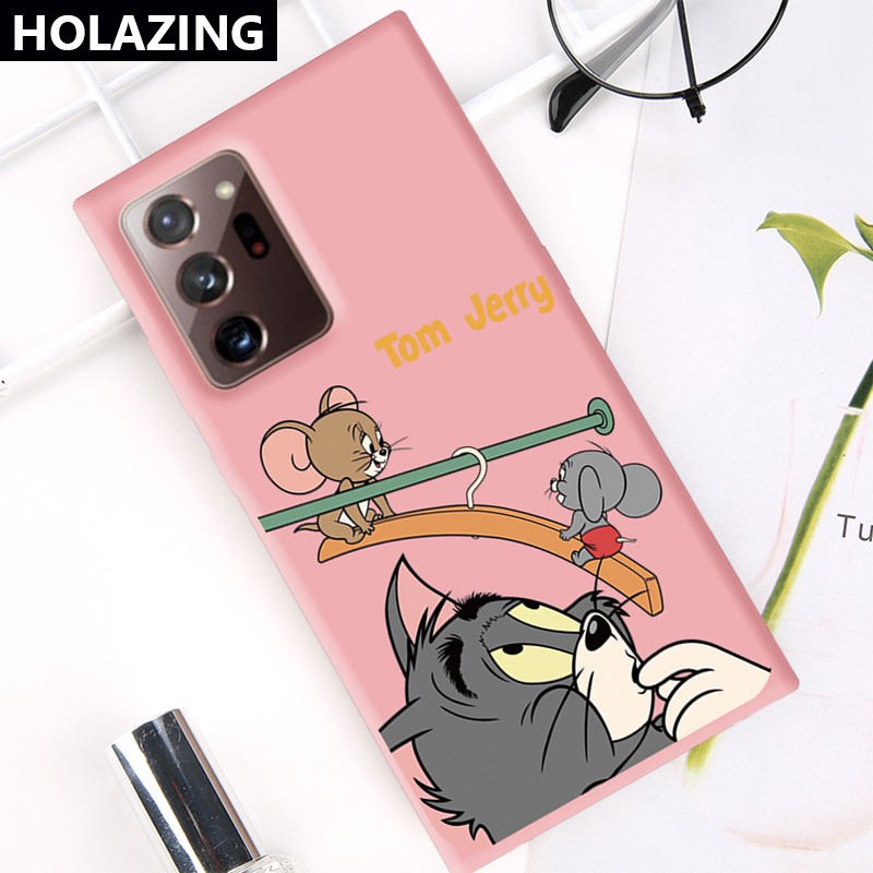 Samsung Galaxy A72 A52 5G A32 4G A12 A02S A21S A42 A31 iPhone6S Candy Color vỏ điện thoại Phone Cases Tom and Jerry No.2 Soft Silicone Cover