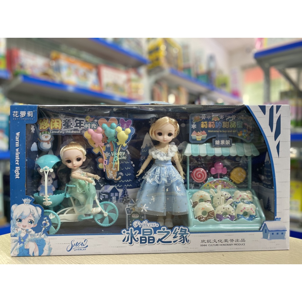 Búp bê Barbie cô gái công chúa băng Elsa 5D Nữ Hoàng Băng Giá Hàng Đẹp Cỡ To tóc mây tết tóc