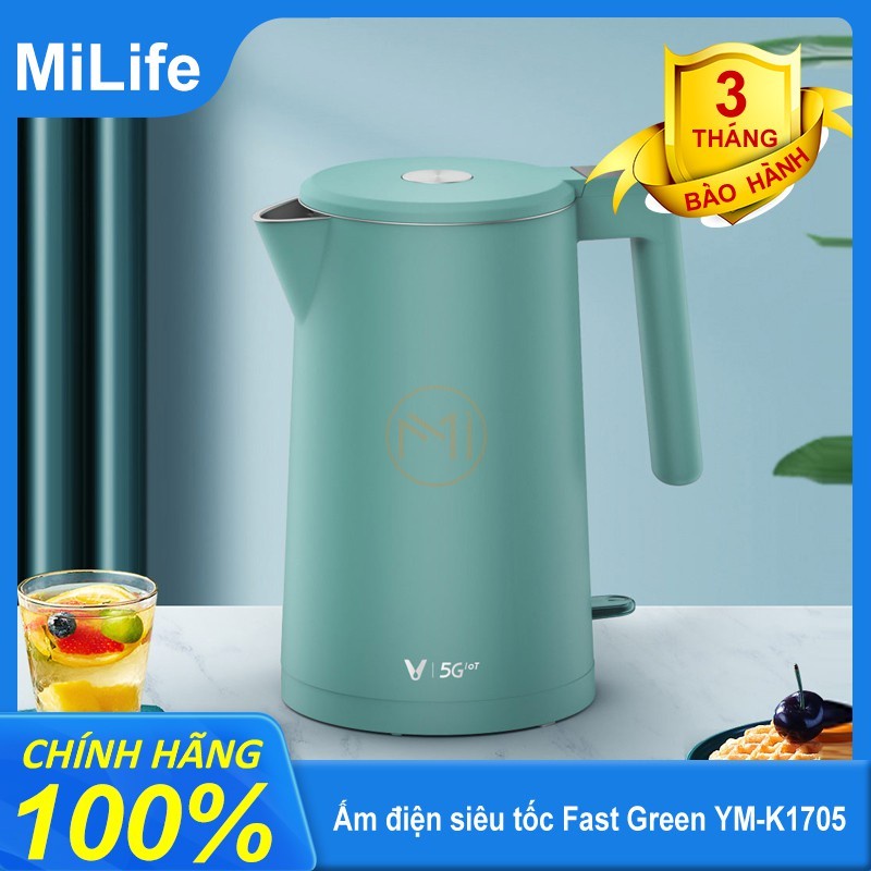 [Mã 267ELSALE hoàn 7% đơn 300K] Ấm điện siêu tốc Fast Green YM-K1705-milfieshop